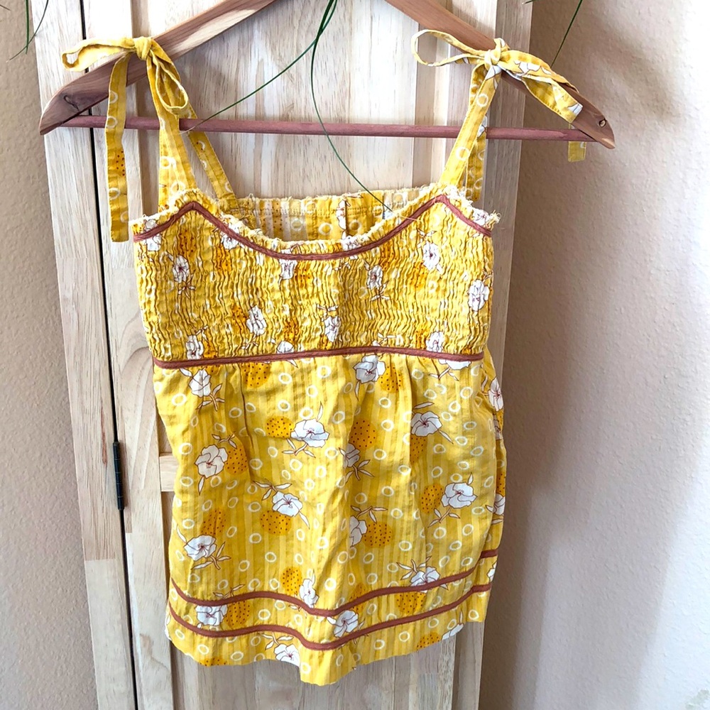 Vintage tie strap floral tank top